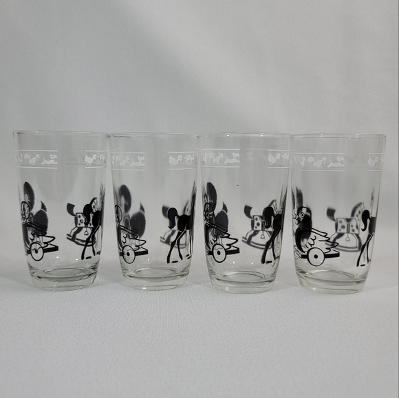 (4) Mid Century Swanky Swigs Childrens Juice Glasses - Rocking Horse Duck - Picture 13 of 16